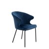 Dining Chairs set of 2, Upholstered Side Chairs, Kitchen Chairs Accent Chair Cushion Upholstered Seat with Metal Legs for Living Room Blue
