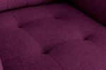 Victoria 33.5" Purple Linen Fabric Armchair with Metal Legs, Side Pockets, and Pillow
